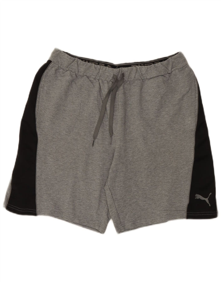 Pantaloni scurți sport Puma pentru bărbați, bumbac color bloc, gri mediu