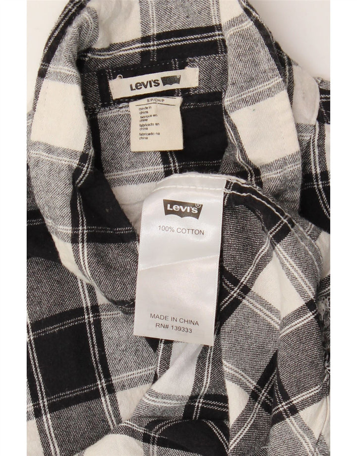 Cămașă de flanel pentru femei LEVI'S UK 10 mic bumbac cu carouri negru