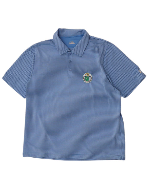 Tricou polo Under Armour pentru bărbați Heat Gear XL, poliester cu dungi, albastru