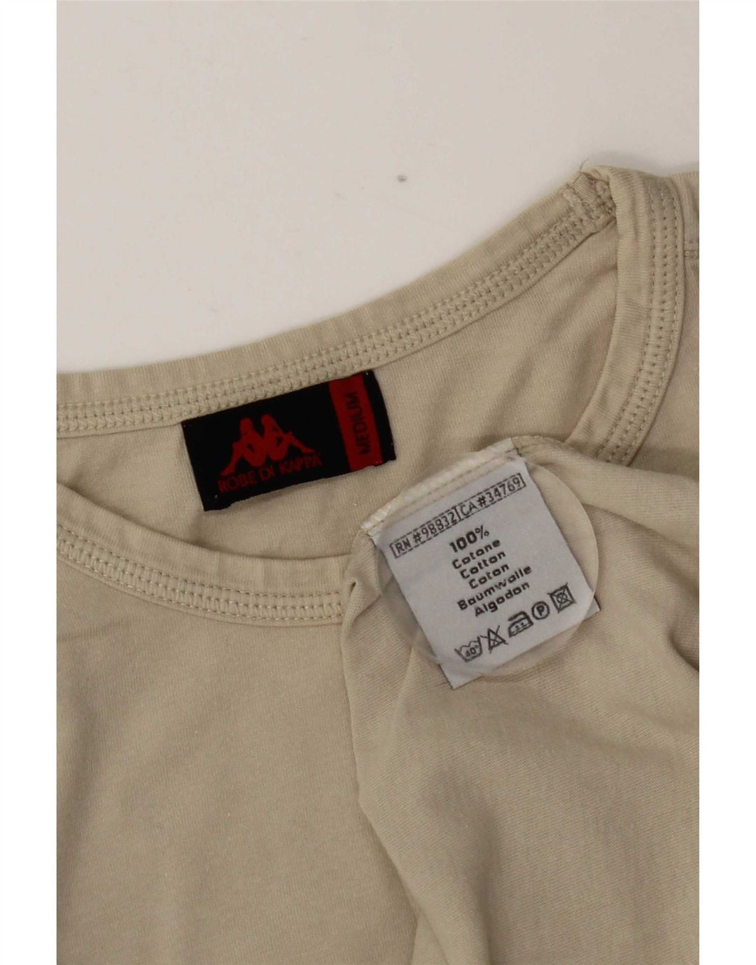 Top tricou Kappa pentru femei UK 14 Medium Beige Bumbac