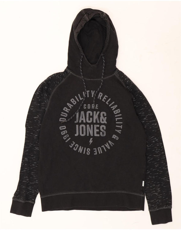 Pulover Jack & Jones pentru bărbați cu grafică, bumbac cu pete negru mediu