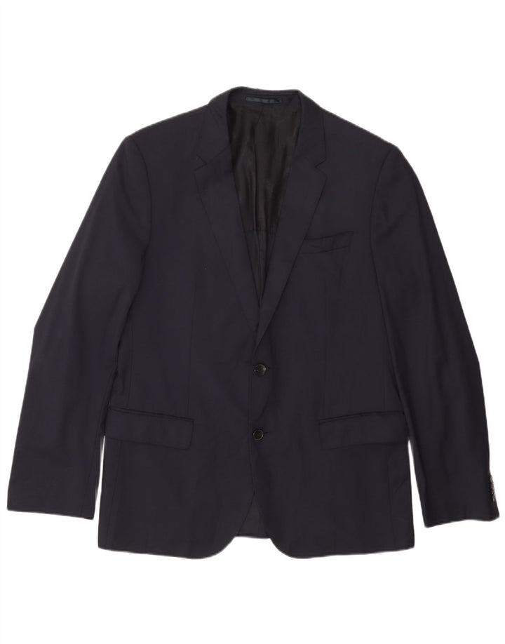 Blazer pentru bărbați HUGO BOSS cu 2 nasturi EU 52 XL Lână bleumarin