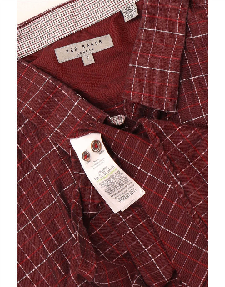 Cămașă Bărbați Ted Baker Mărimea 7 3XL Bumbac Maroon Check