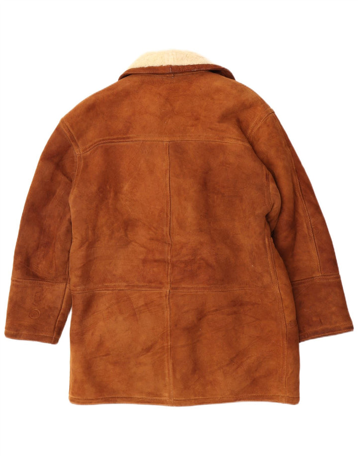 Jachetă vintage pentru bărbați din shearling UK 36 mic maro