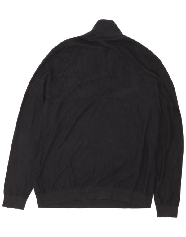 Pulover Jack & Jones pentru bărbați, cu fermoar și gât, bumbac negru 2XL