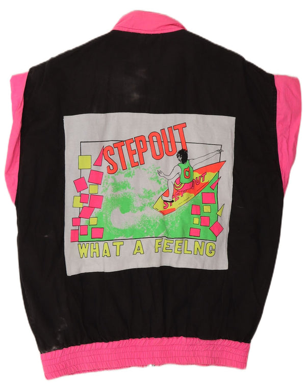 Jachetă de trening cu grafică VINTAGE pentru femei UK 18 XL, negru, color block