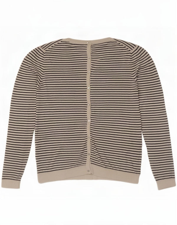 Pulover cardigan Massimo Dutti pentru femei UK 14 Mătase mare cu dungi albe