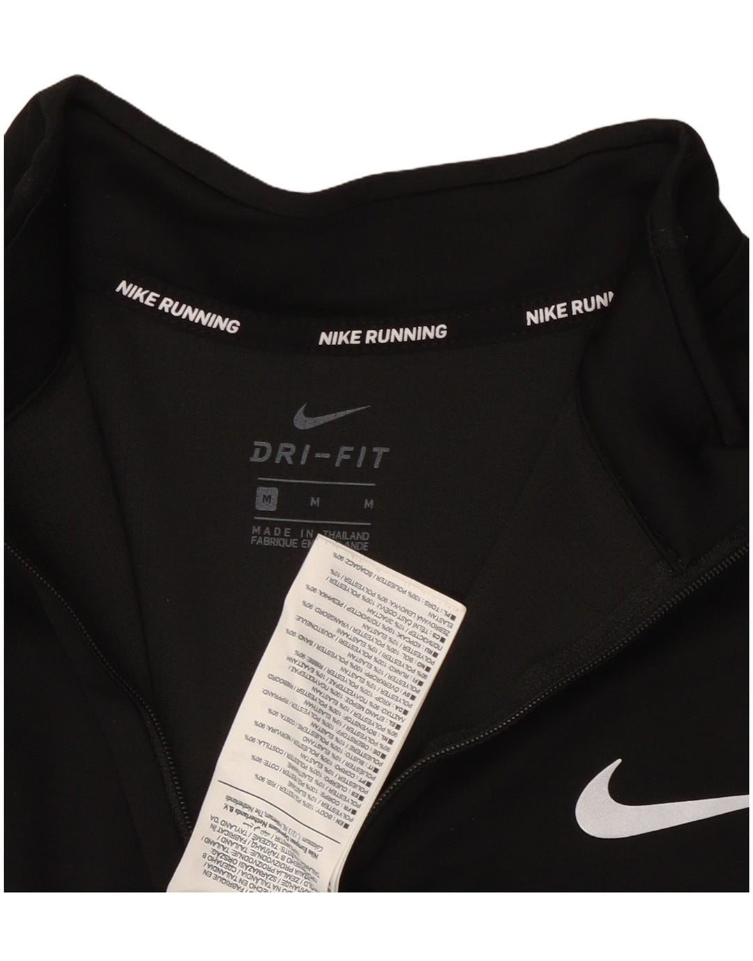 Top de trening NIKE Dri Fit, cu fermoar și gât, pentru femei UK 14 Medium Negru