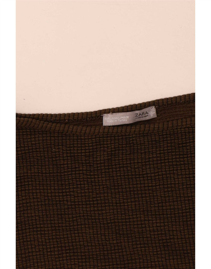 Top supradimensionat pentru femei Zara cu mâneci 3/4 UK 16 mare maro