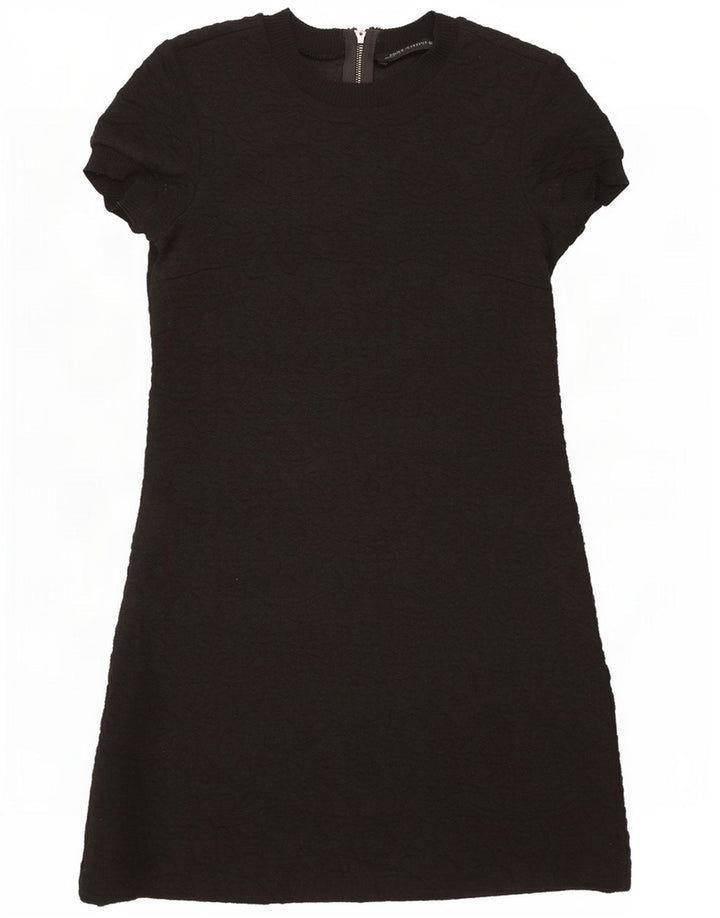 Rochie de bază cu mâneci scurte pentru femei Zara UK 10 Poliester Paisley negru mic
