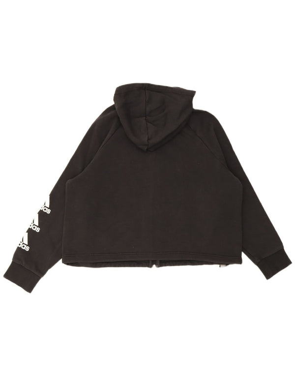 Pulover Adidas Graphic Zip pentru femei UK 16/18 Bumbac negru mare