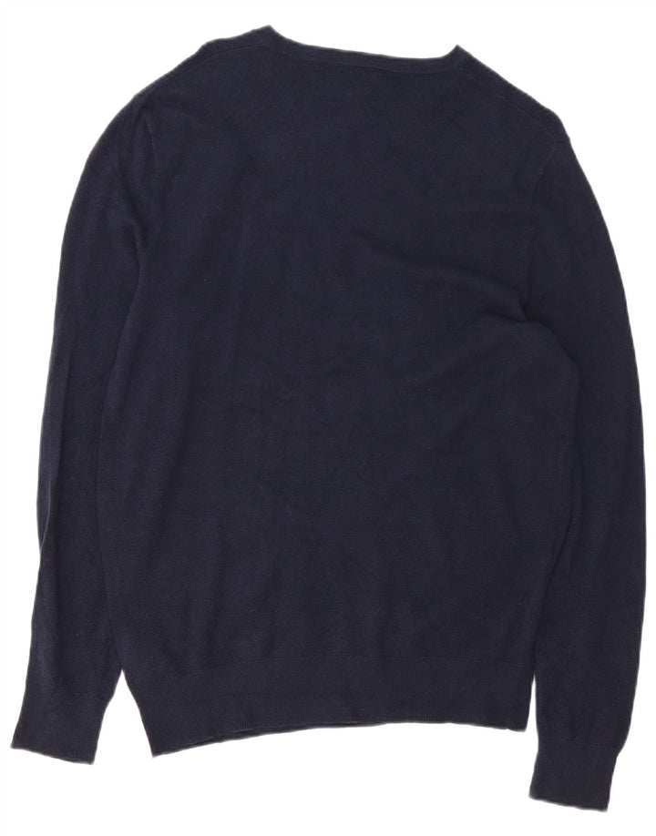 J. CREW Pulover pentru bărbați cu gât de barcă, bumbac mediu albastru bleumarin