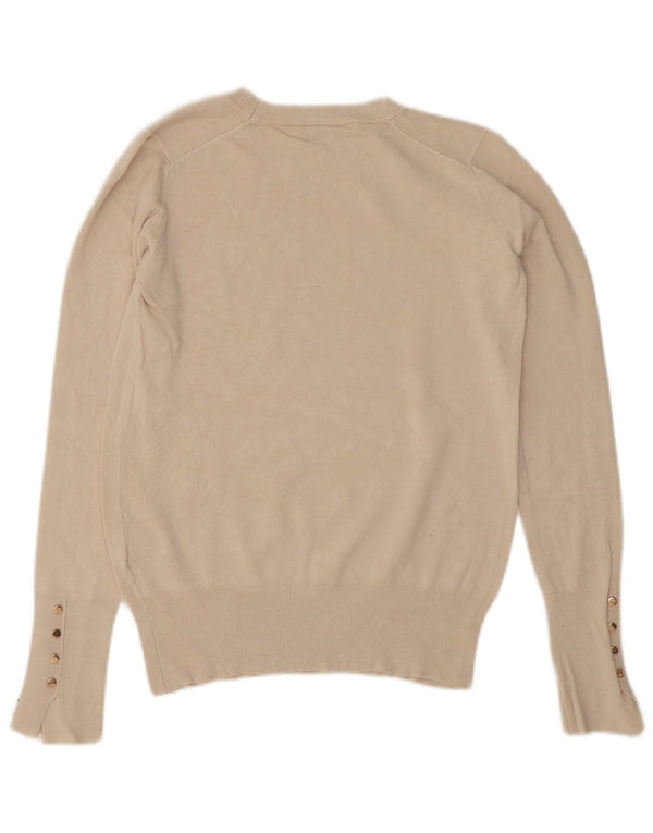 Pulover pentru femeie Zara cu gât de barcă UK 10 Mic Bej Viscoză