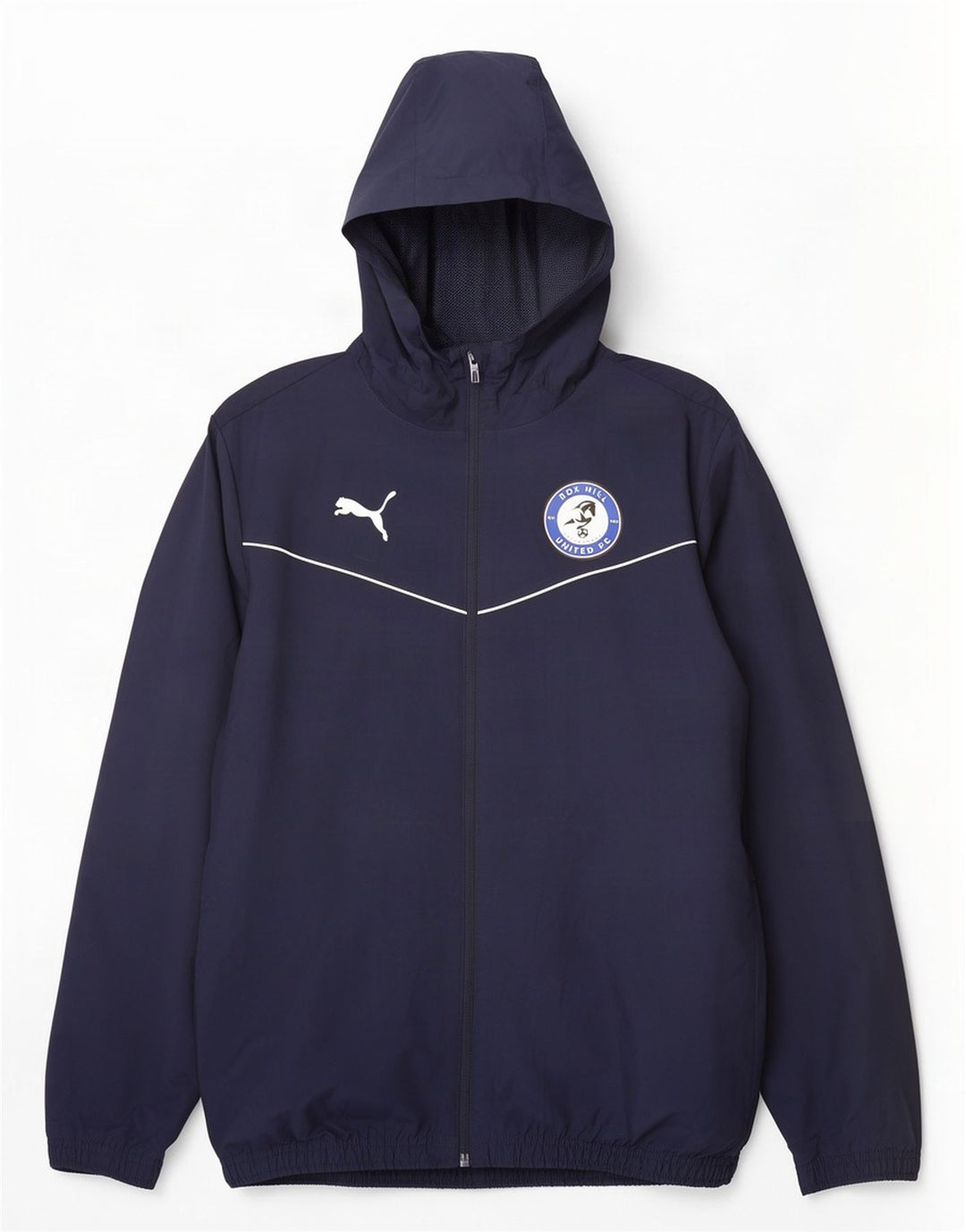 Jachetă de ploaie cu glugă Puma Box Hill FC pentru bărbați UK 38 Medium Bleumarin Poliester