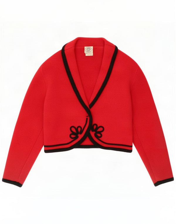 Laura Ashley Pulover cardigan pentru femei UK 16 Large Red Floral Wool
