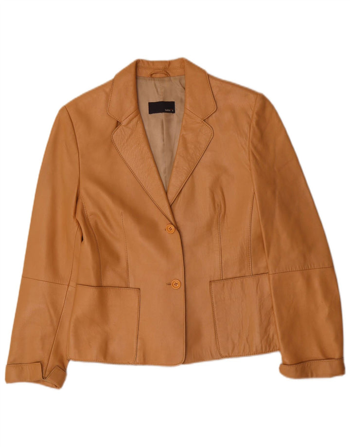 Jake's Jake's Womens 2 Buttons Leather Blazer Jacket UK 10 Small Beige Leather