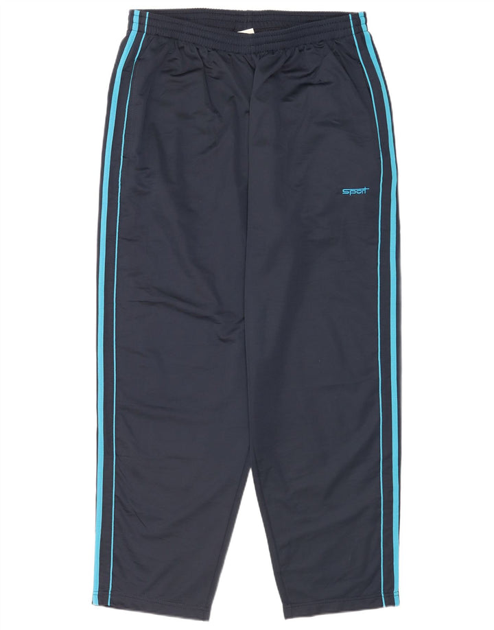 Pantaloni de trening pentru bărbați vintage 2XL, poliester cu dungi bleumarin