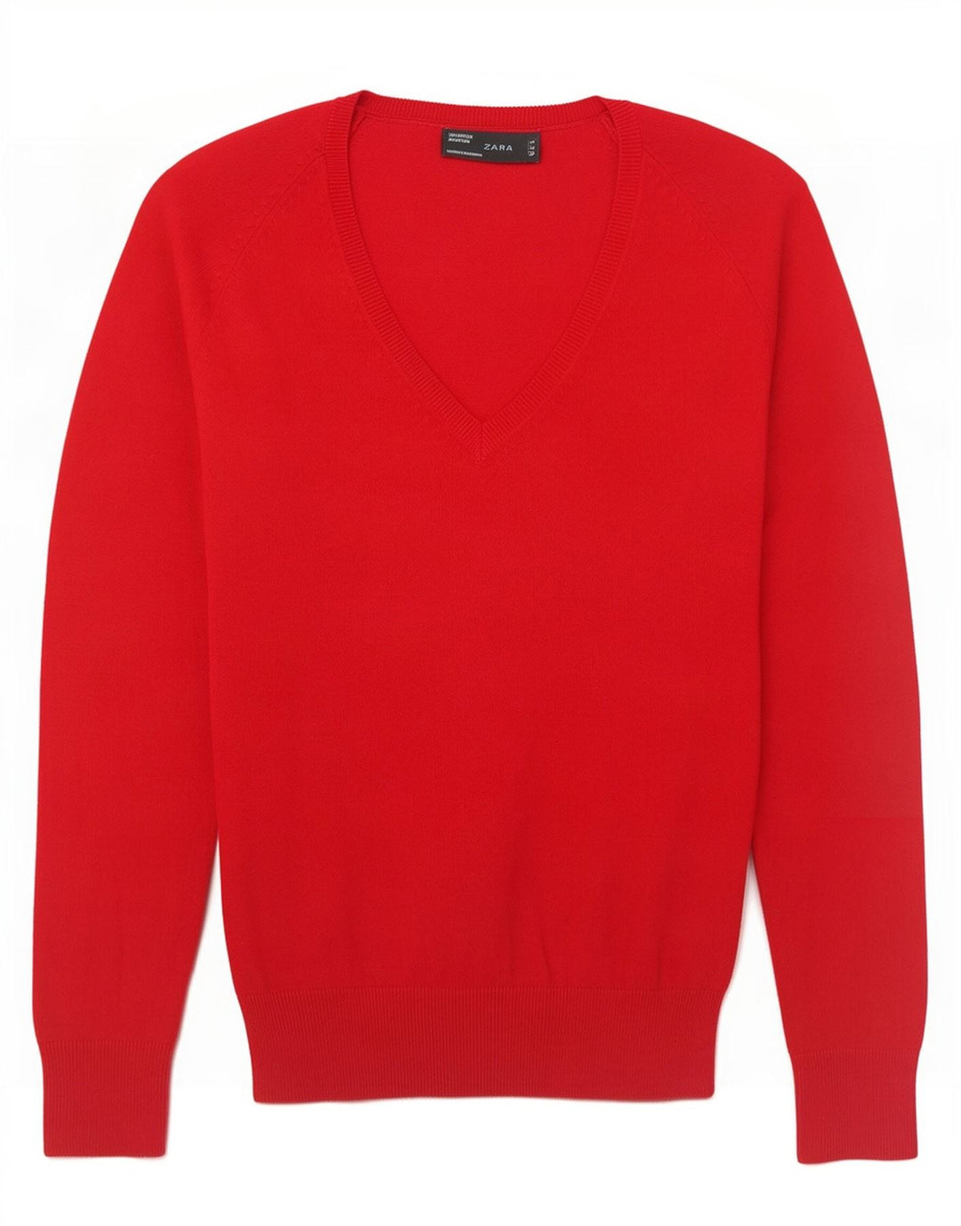 Pulover cu decolteu în V Zara pentru femei UK 12 Medium Red
