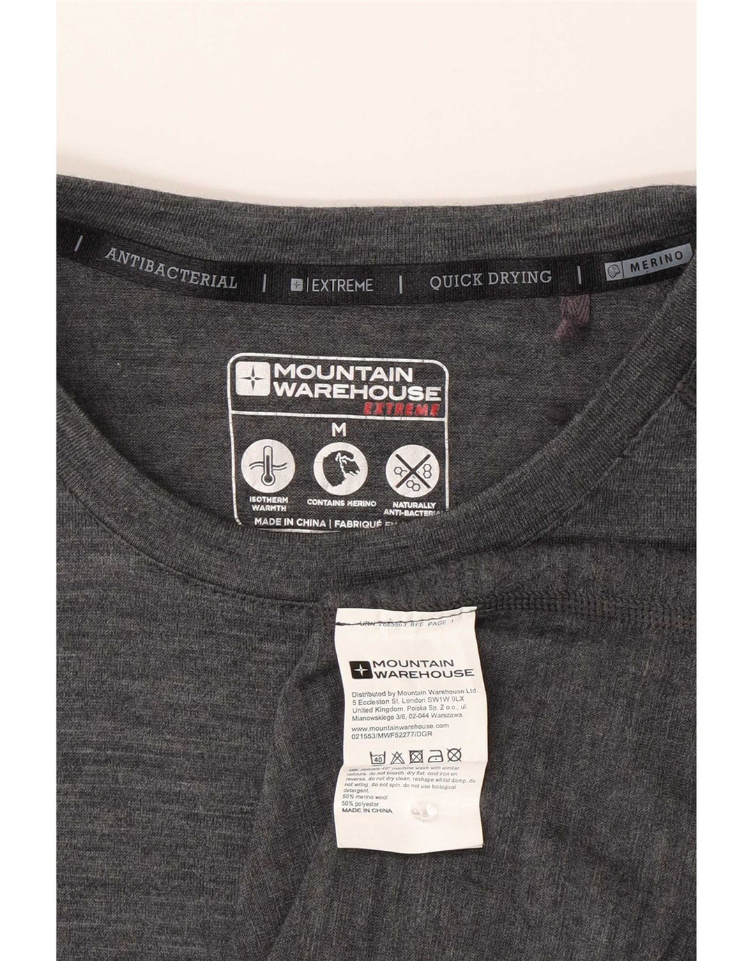 Tricou pentru bărbați Mountain Warehouse Top Mediu Gri din Lână Merinos