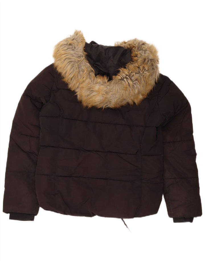 Topshop Jachetă supradimensionată cu glugă pentru femei UK 8 Poliester negru mic