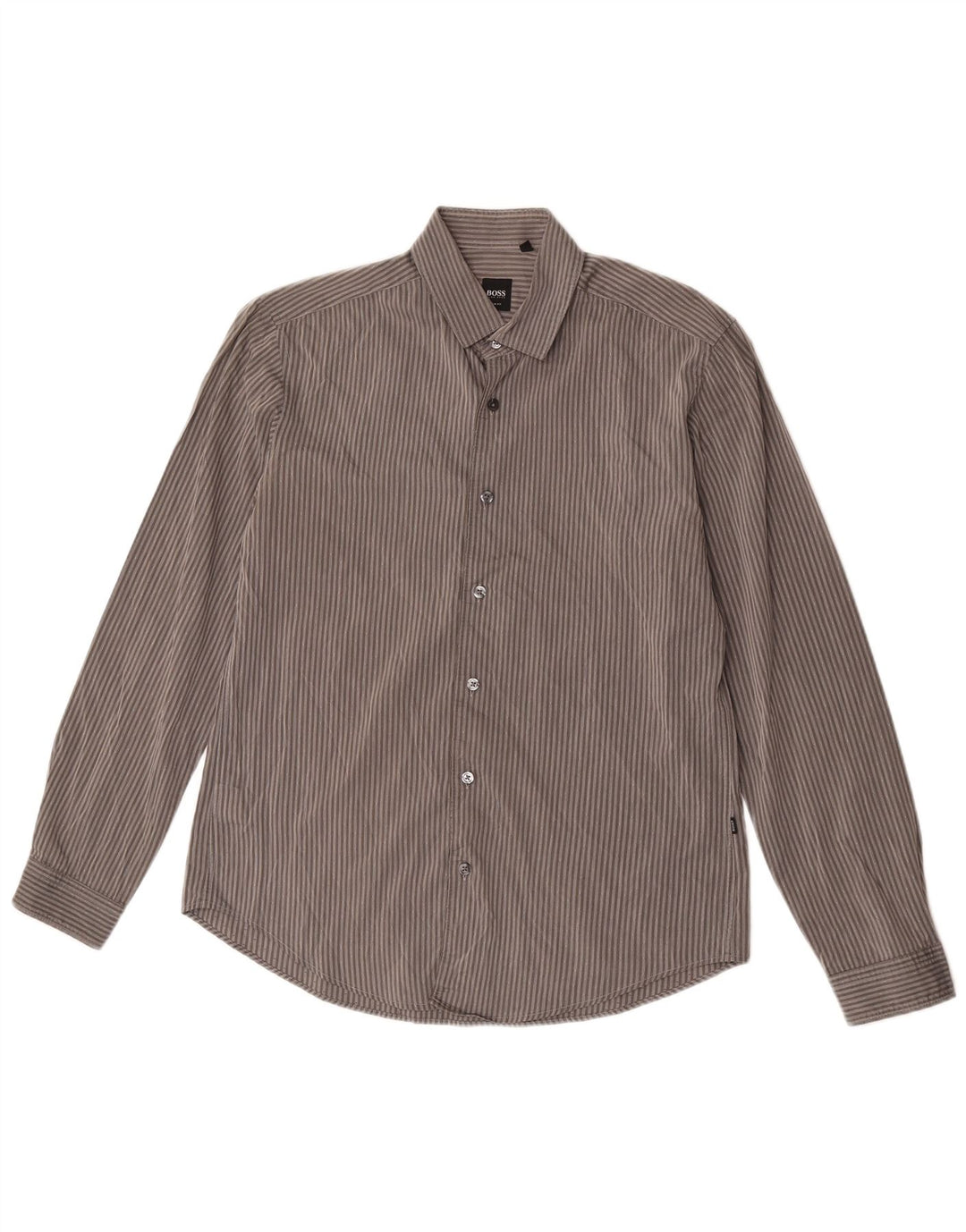 Cămașă pentru bărbați Hugo Boss Slim Fit, bumbac cu dungi gri mediu