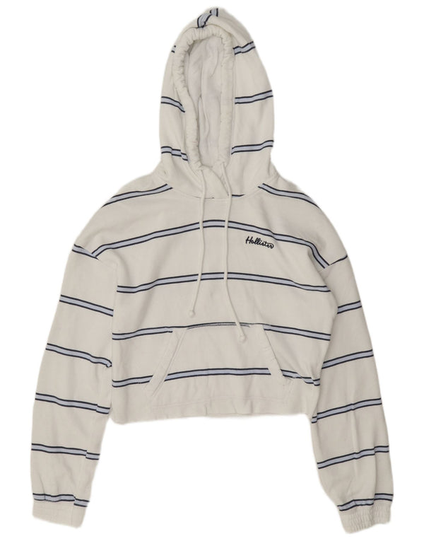 Jumper Hollister Crop Oversized Hoodie pentru femei UK 6 XS Bumbac cu dungi albe