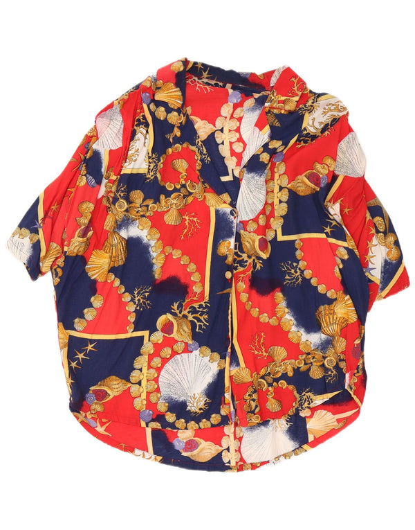 Cămașă vintage cu mânecă scurtă pentru femei, UK 18 XL, albastru bleumarin