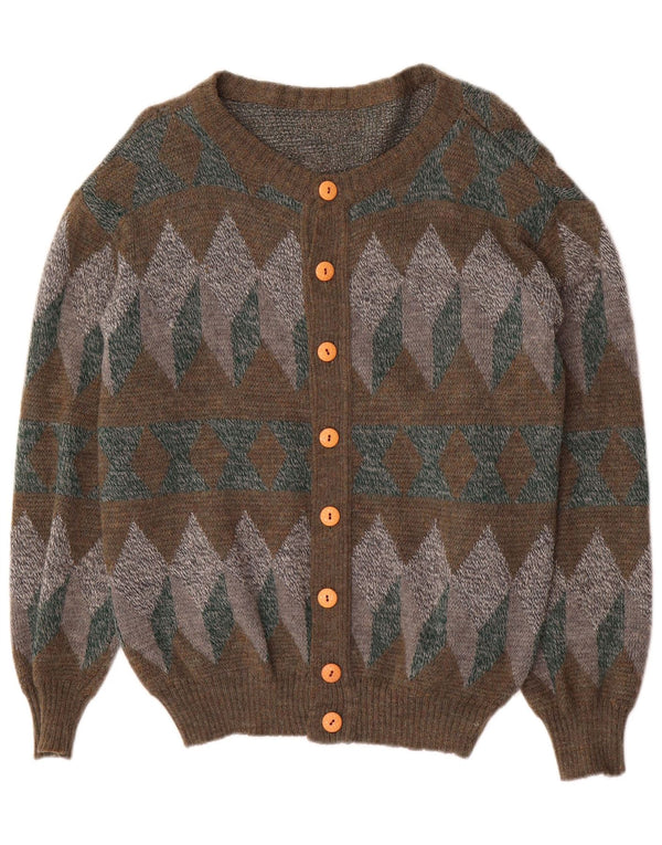 Pulover Cardigan Bărbați VINTAGE Medium Kaki Geometric