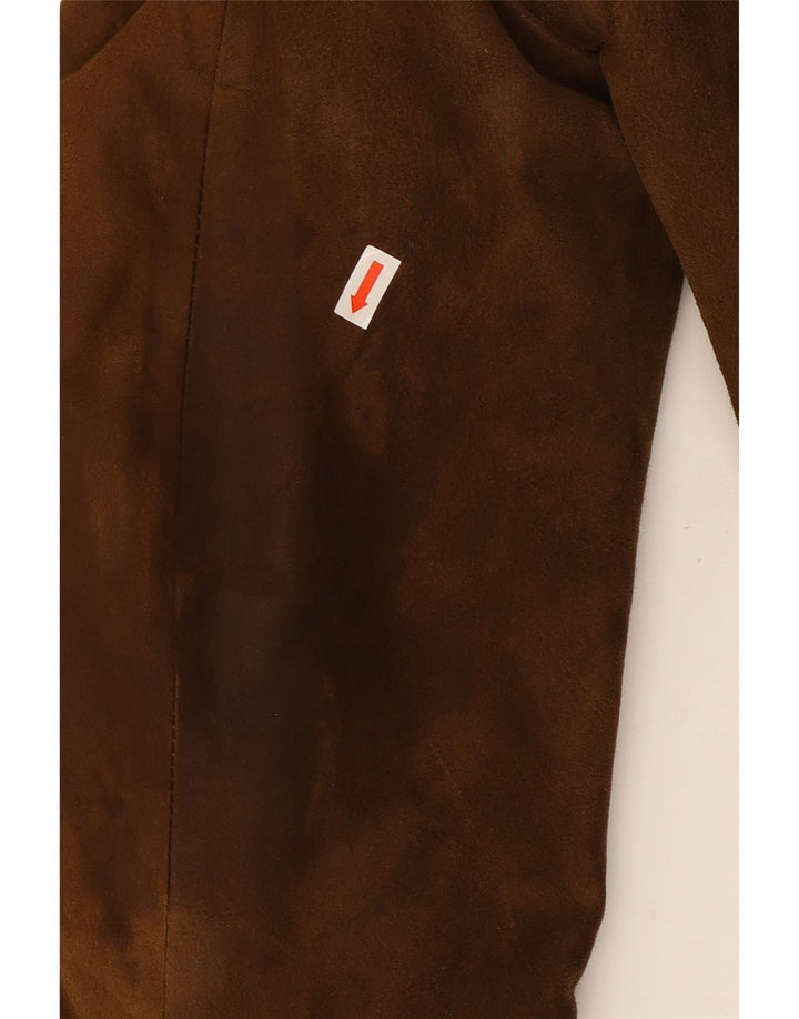 Blazer Vintage pentru bărbați cu 3 nasturi din piele intoarsa, UK 40, maro mare