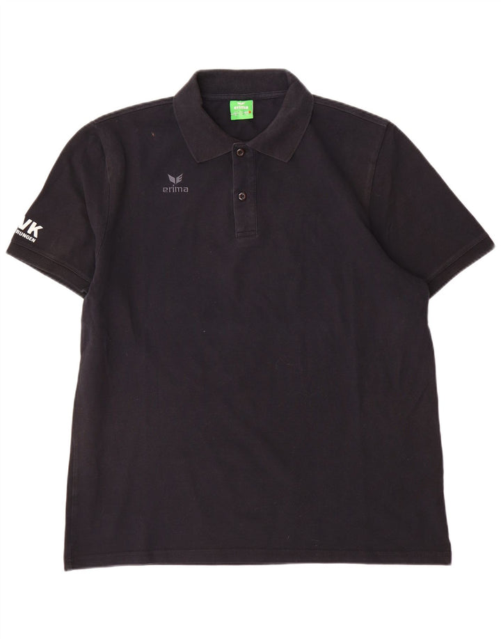 Tricou polo grafic Erima pentru bărbați XL, bumbac negru
