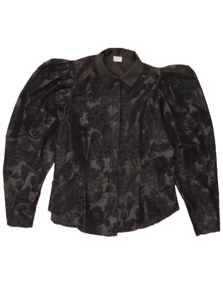 Bluză cămașă pentru femei Primavera Firenze UK 12 Poliester Floral Negru Mediu