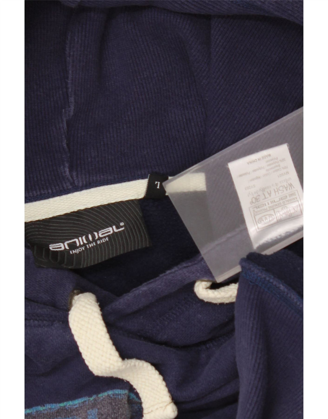 ANIMAL Pulover cu glugă cu grafică pentru bărbați, mare, albastru, bumbac