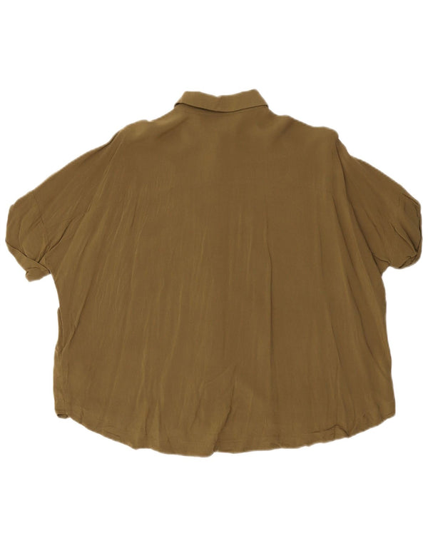 Bluză cămașă supradimensionată cu mânecă scurtă pentru femei Topshop UK 6 XS Kaki Viscoză