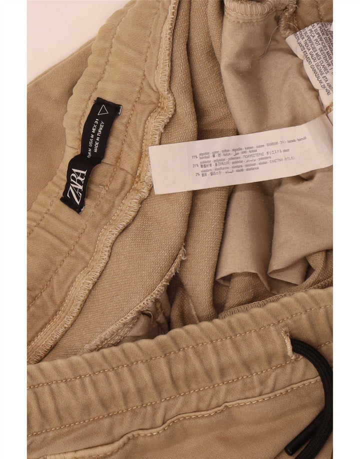 Pantaloni de trening Zara Barbati Joggeri Bumbac Mediu Bej
