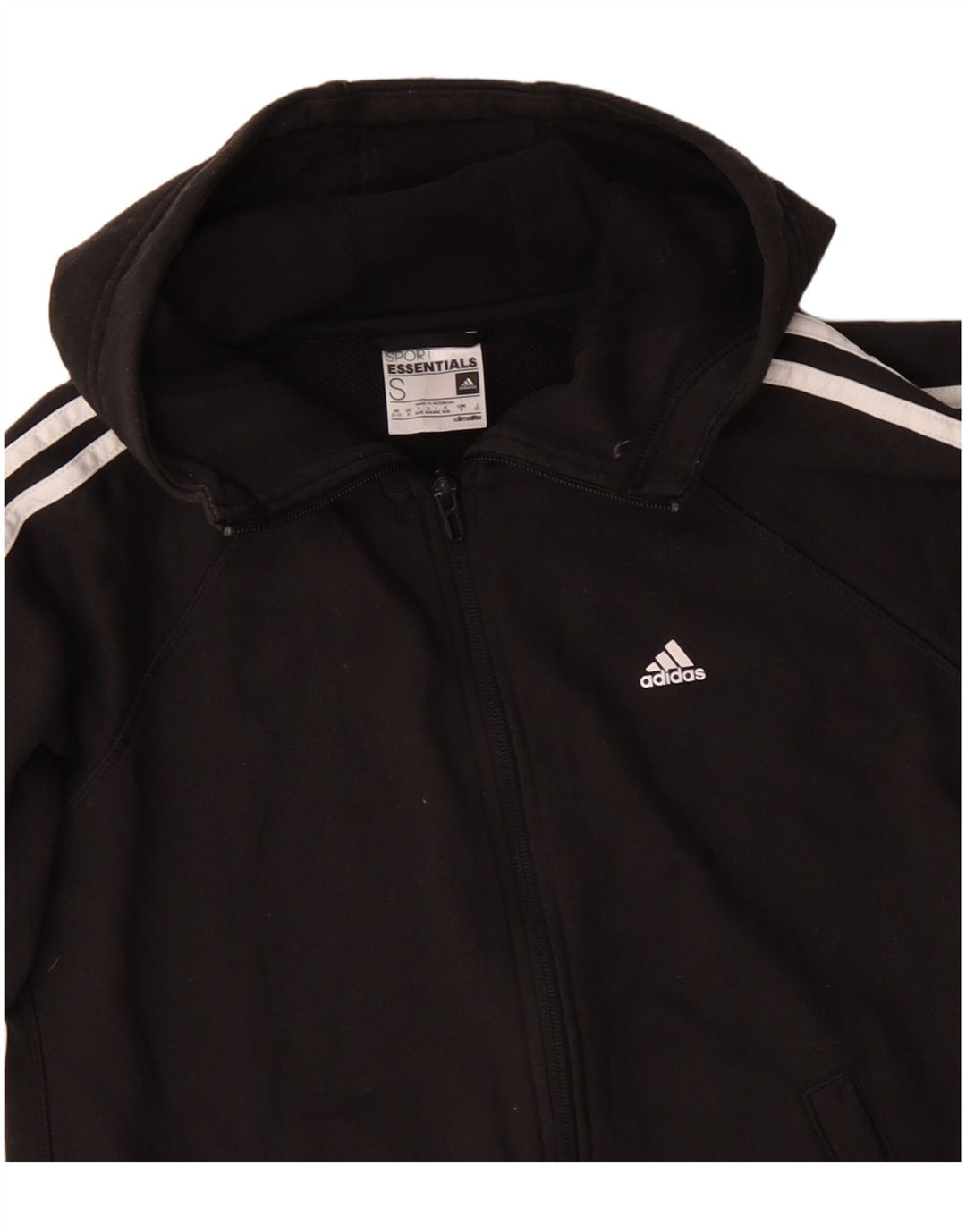 Pulover Adidas Climalite Zip Hoodie pentru femei UK 8/10 Bumbac negru mic