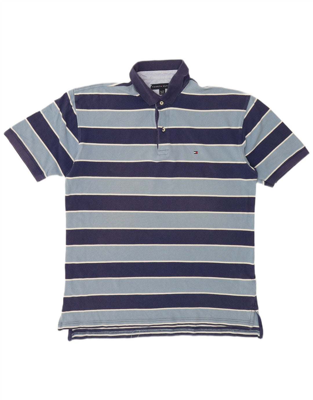 Cămașă polo pentru bărbați Tommy Hilfiger XL, bumbac cu dungi albastru bleumarin