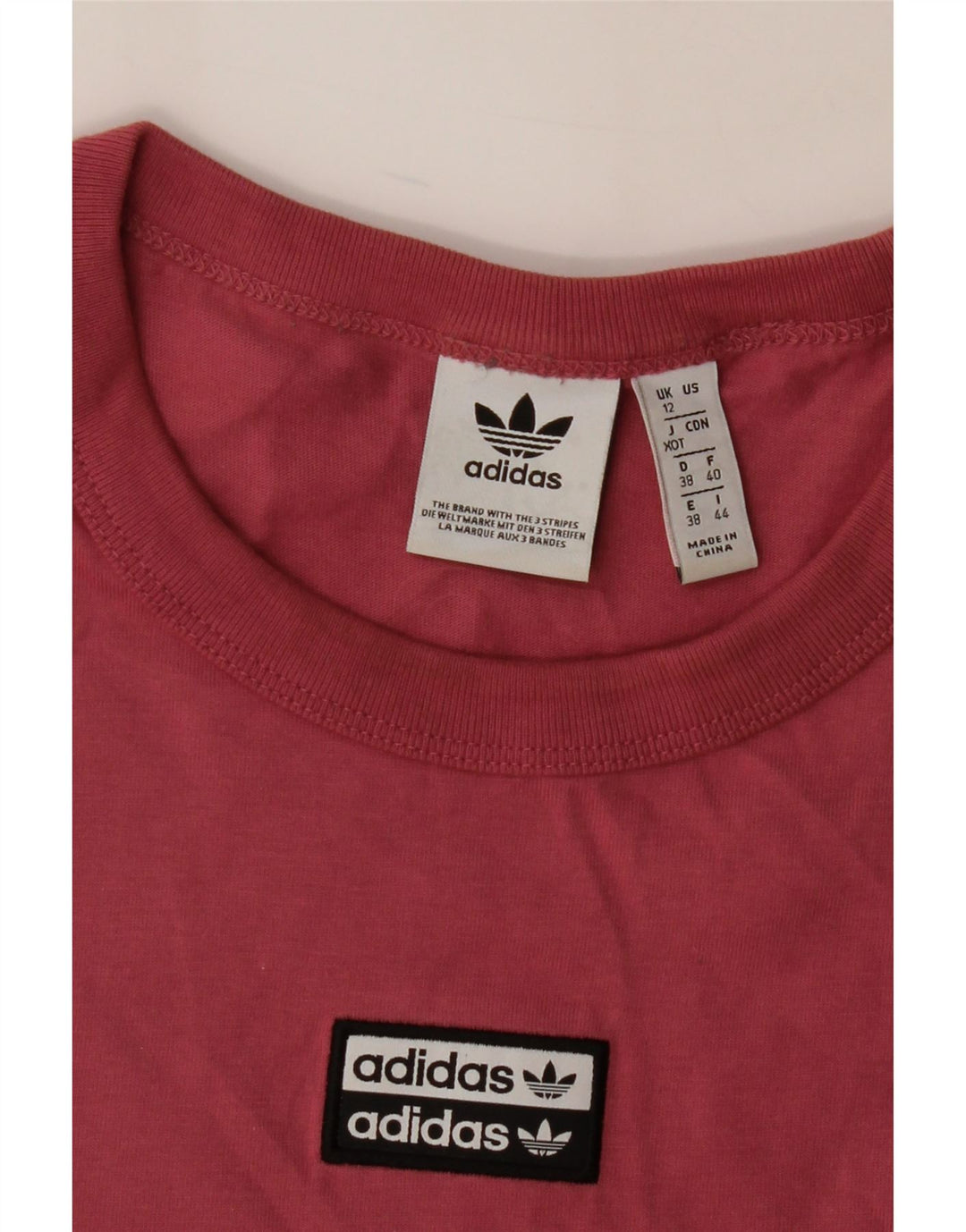 ADIDAS Womens T-Shirt Top UK 12 Medium Red Cotton Vintage Adidas and Second-Hand Adidas from Messina Hembry 