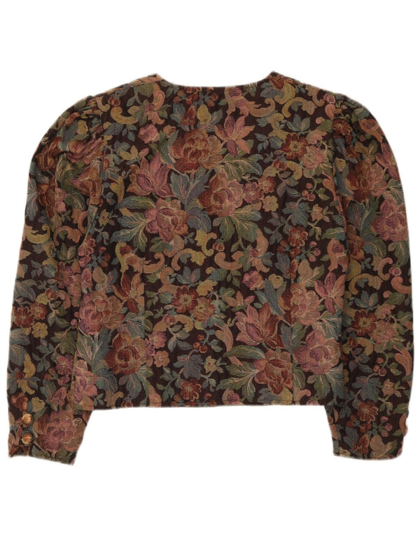 Jachetă vintage pentru femei crop blazer UK 12 Medium Multicolor Floral