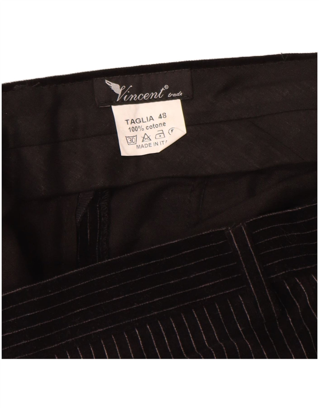 Costum bărbați Vincent 2 nasturi 2 piese IT 48 Mediu L30 L32 Negru cu dungi