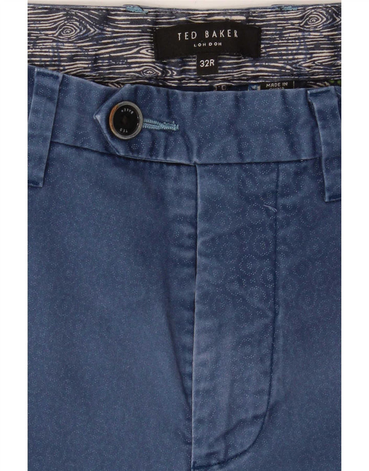 Pantaloni scurți chino pentru bărbați Ted Baker W32, bumbac geometric albastru mediu
