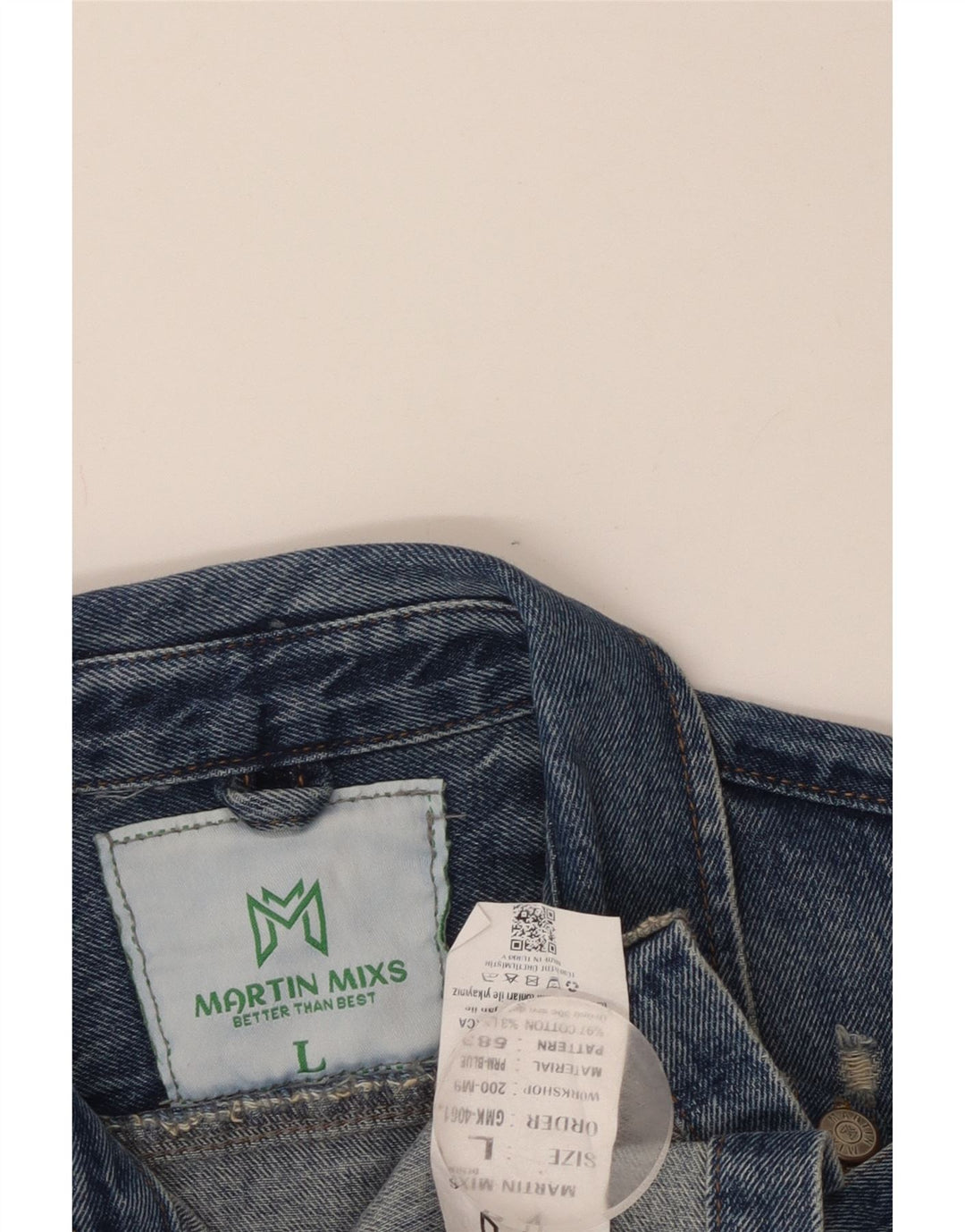 Cămașă pentru bărbați VINTAGE din denim învechit, mare, albastru, bumbac