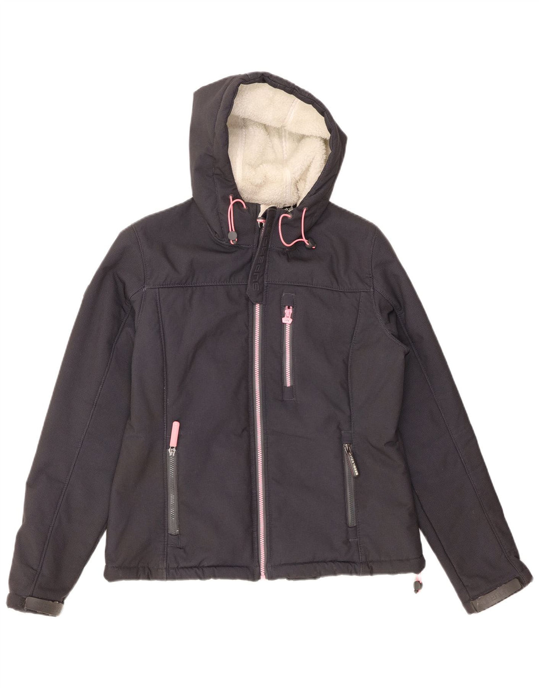 SUPERDRY Windtrekker Windbreaker pentru femei cu glugă, UK 14, mare, gri