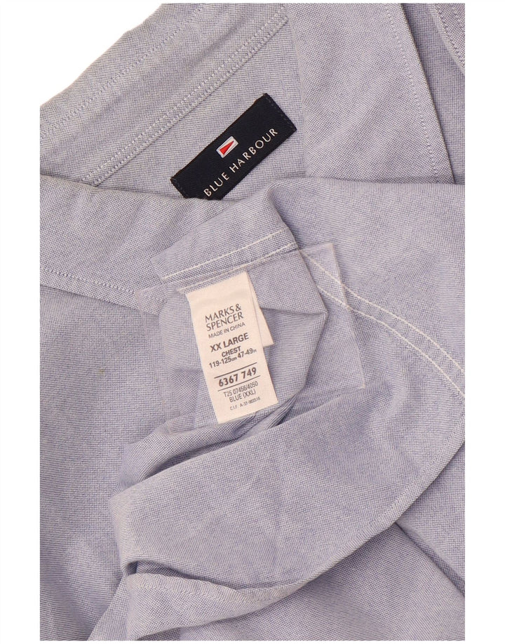 Cămașă cu mânecă scurtă pentru bărbați Marks & Spencer, bumbac albastru 2XL