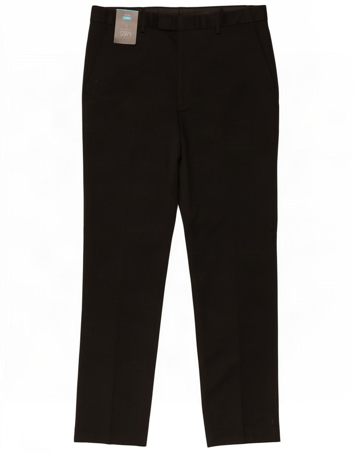 Pantaloni de costum pentru bărbați Marks & Spencer, cu ajustare normală, L34 L33, poliester negru