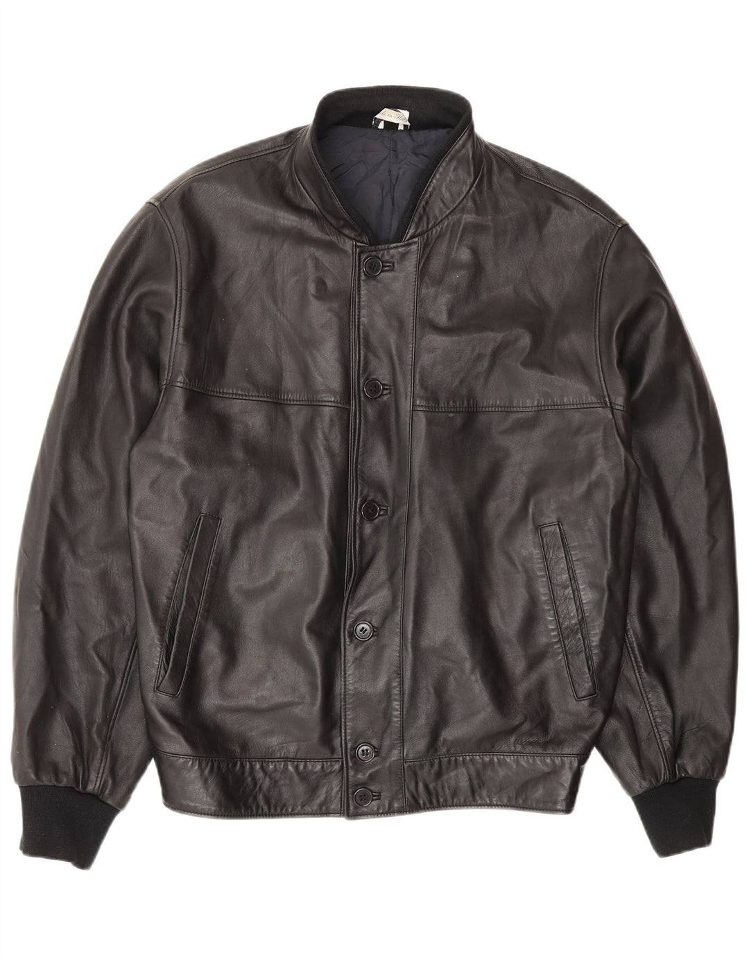 Geaca de piele vintage pentru barbati IT 48 Medium Black Leather