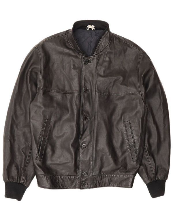 Geaca de piele vintage pentru barbati IT 48 Medium Black Leather
