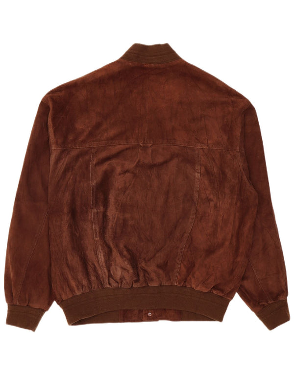 Geaca Bomber din piele intoarsa pentru barbati vintage EU 54 2XL piele maro