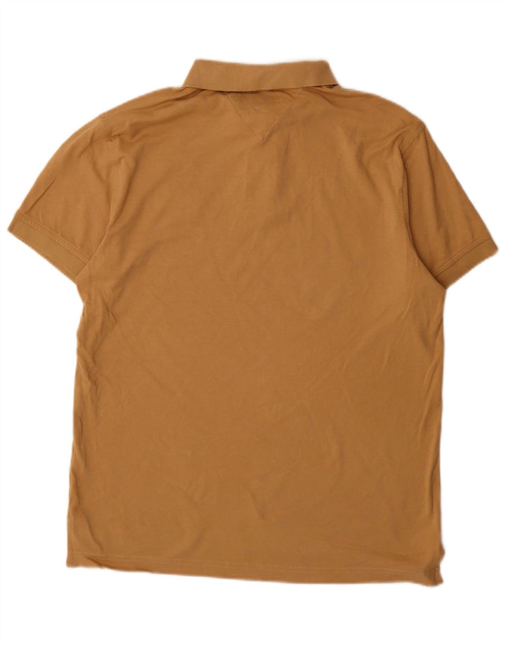 Tricou polo Tommy Hilfiger pentru bărbați, bumbac maro mediu