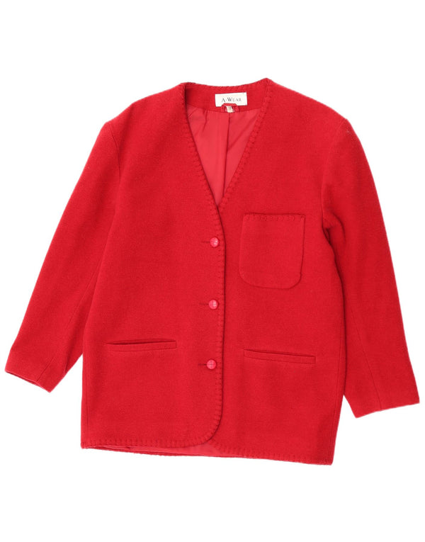 A.Wear Jachetă Blazer pentru femei cu 3 nasturi UK 12 Lână roșie medie