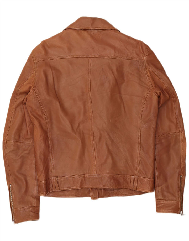 Jachetă de motociclist din piele pentru bărbați de epocă UK 40 din piele maro mare